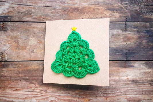 Green Crochet Christmas Tree Card (large)