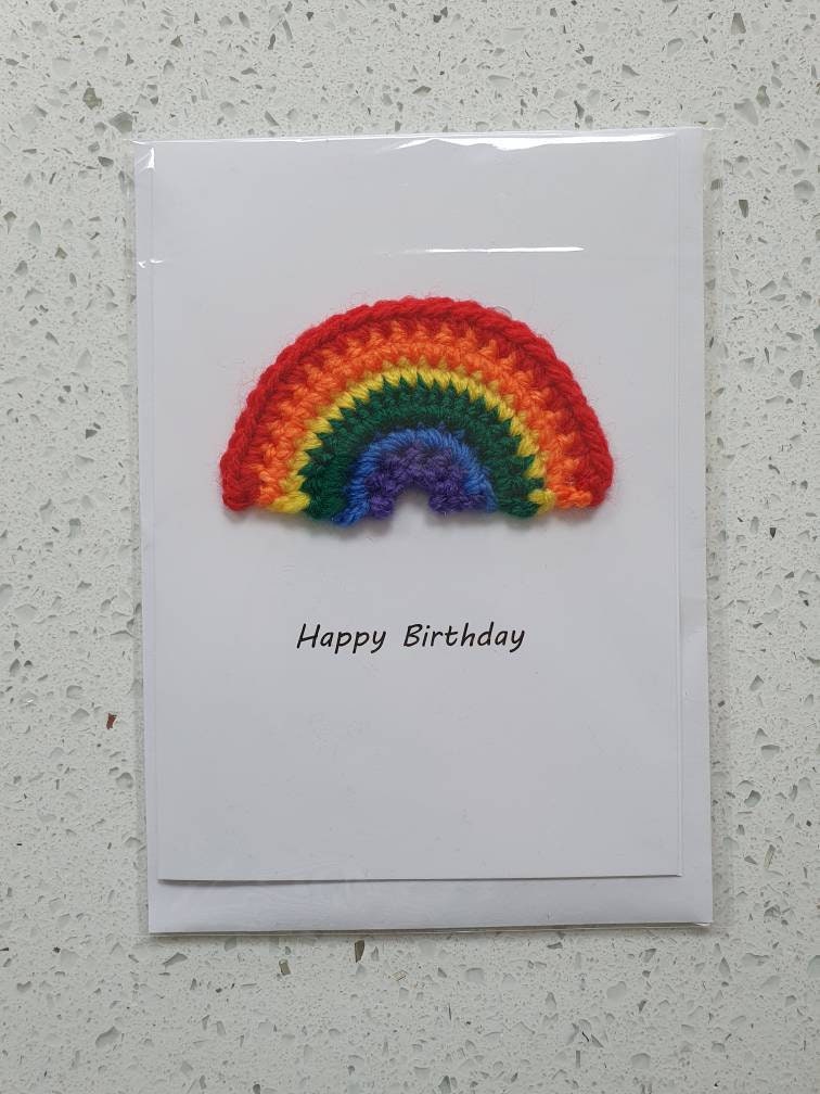 Happy Birthday Crochet Rainbow Card