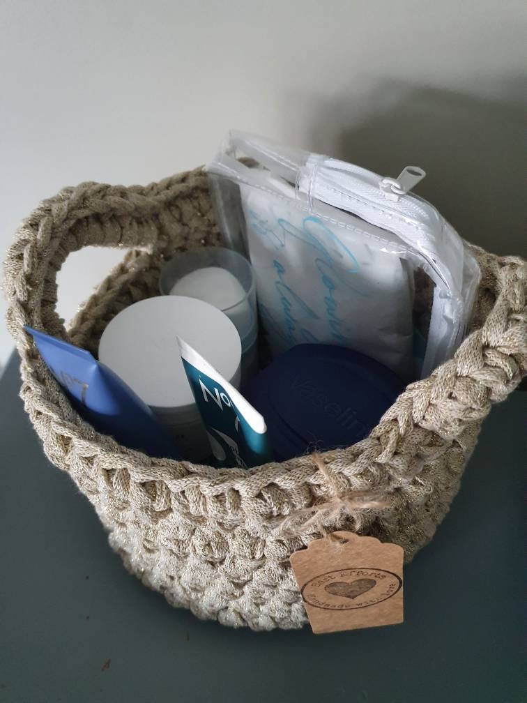 Handmade Crochet Basket (Taupe/Bronze)